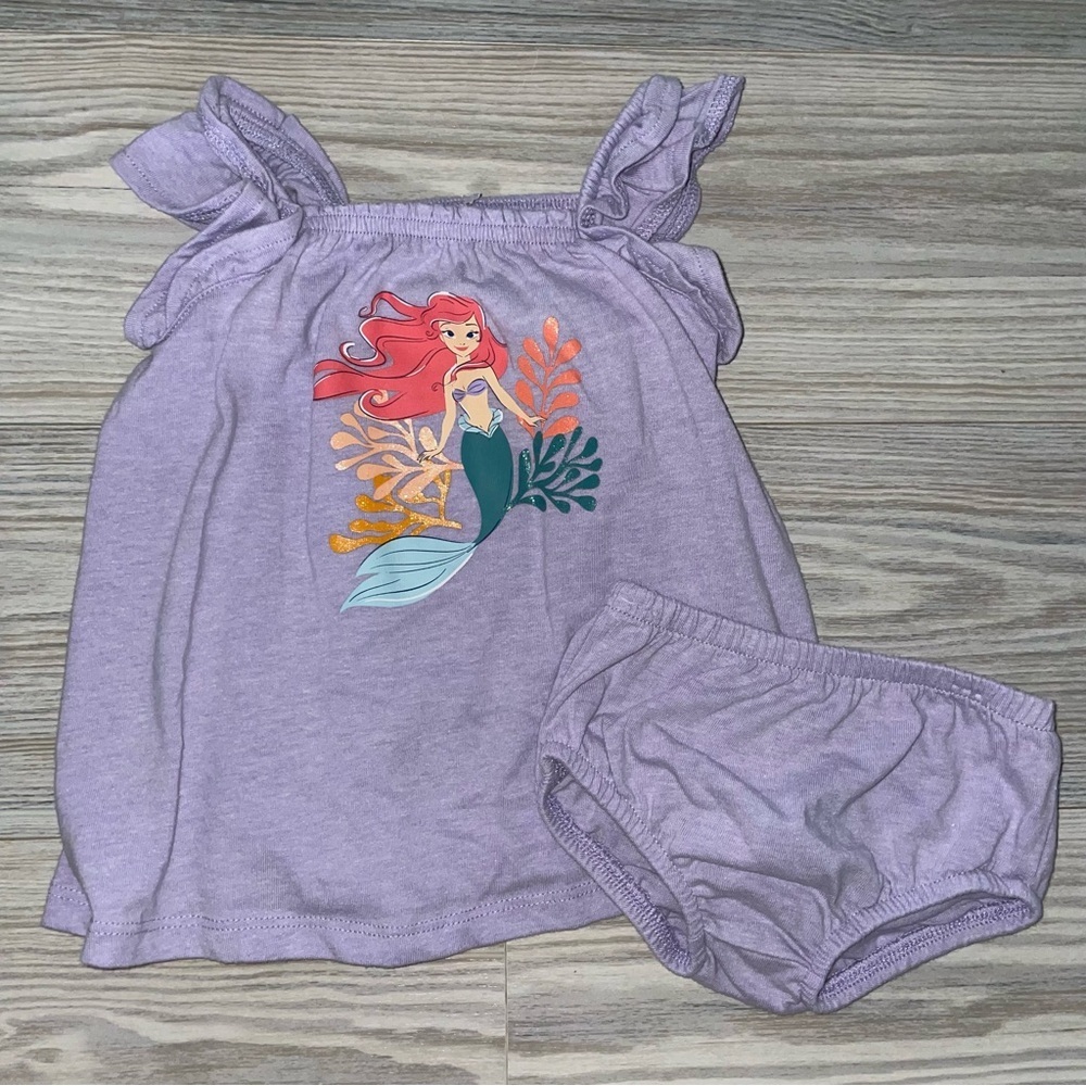 ⭐Disney Baby Girl Ariel Baby Doll Top & Diaper Cover 3-6 Months⭐